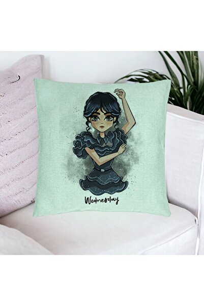BEKZ Perna Decorativa, Model Wednesday Addams Dancing Hands 2, 40x40 cm, Verde Menta, Husa Detasabila, Bu