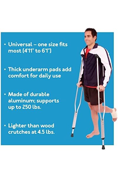 CAREX Universal Folding Aluminum Under Arm Crutches - Lightweight Crutches for Adults 4'11" to 6'4",