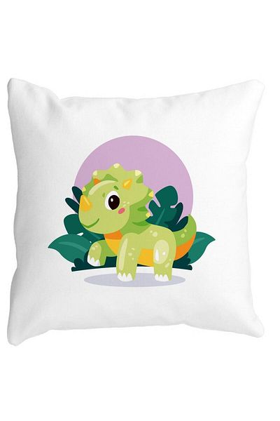 BEKZ Față de pernă pătrată cu imprimeu dinozaur pentru bebeluși, verde, cu peisaj, 40x40 cm, alb, mat, Burdu