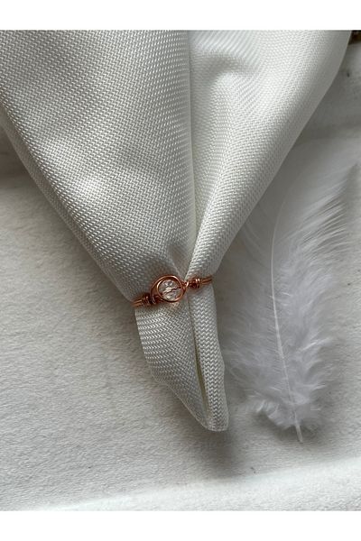 Pel Design Minimal Transparent Crystal Stone Copper Color Wire Ring Handmade