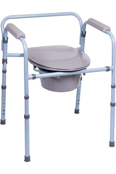 CAREX 3-in-1 Folding Bedside Commode and Raised Toilet Seat, Bedside Commodes for Seniors