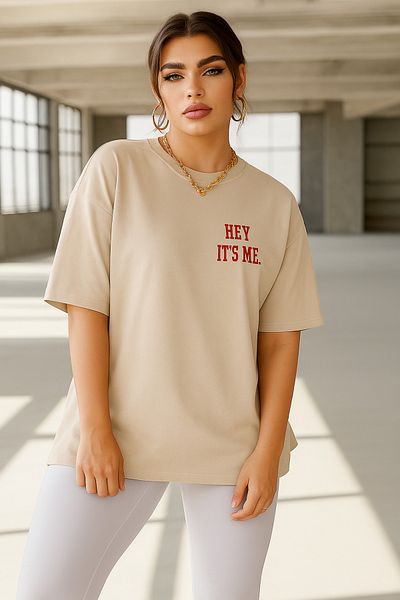 BENROMA 1 προϊόν για αγορές 6 και άνω Δώρο Hey It's Me Printed Oversize T-shirt
