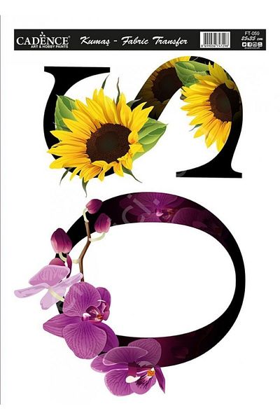 Cadence Kt-59 Cadence Fabric Transfer 25X35 Floral Letter Series