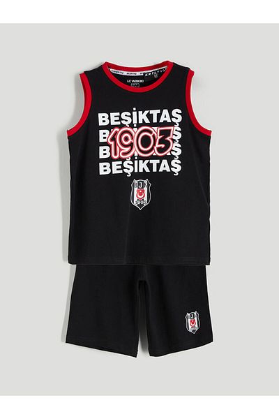 LC Waikiki New Season Crew Neck Besiktas Printed Boys' Shorts Pajama Set - S5Dy53Z4