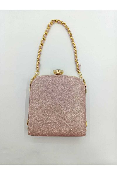 By EDUU Women's Single Stone Square Glitter Model Strap Evening Dress Women's Bag