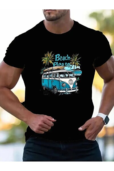 PERISENSE تي شيرت أسود للجنسين للنساء/الرجال مطبوع عليه رقبة دائرية وأكمام قص...