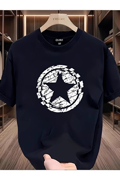 PERISENSE تي شيرت أسود للجنسين للنساء/الرجال مطبوع عليه رقبة دائرية وأكمام قص...