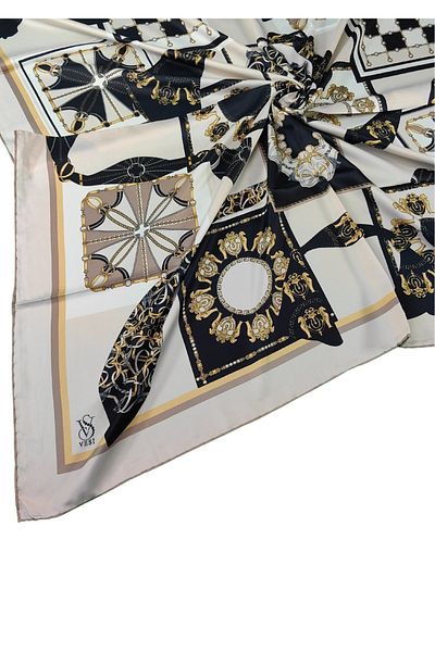 mim eşarp Vesi̇ Scarf Patterned Sport Twill Scarf 120X120 cm