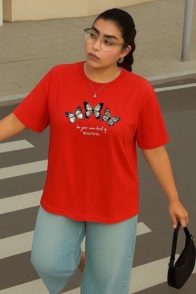 BENROMA 1 T-Shirt Gift for Purchases of 6 or More in Cart - Large Size Butterfly Printed Unisex T-Shirt