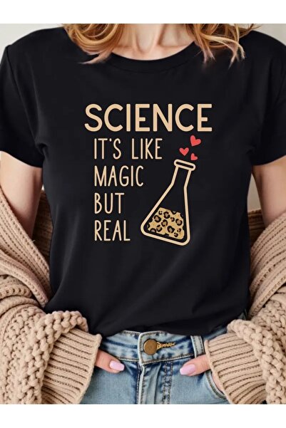 PERISENSE تي شيرت أسود للجنسين للنساء/الرجال مطبوع عليه رقبة دائرية وأكمام قص...