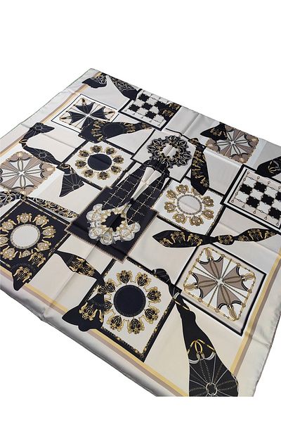 mim eşarp Vesi̇ Scarf Patterned Sport Twill Scarf 120X120 cm
