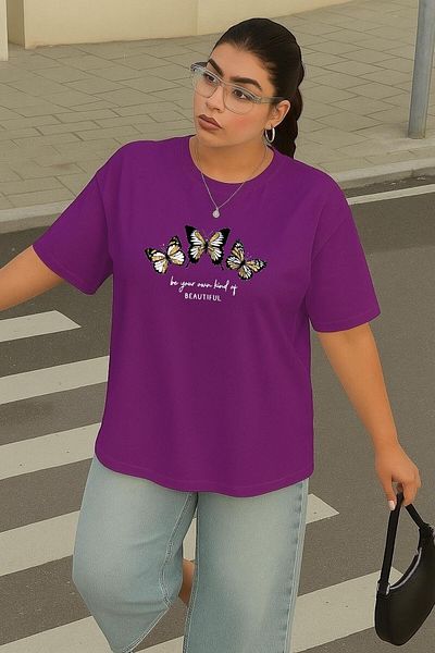 BENROMA 1 T-Shirt Gift for Purchases of 6 or More in Cart - Large Size Butterfly Printed Unisex T-Shirt