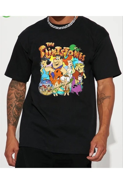 YRN COLLECTION تي شيرت أسود للجنسين للنساء/الرجال مطبوع عليه رقبة دائرية وأكم...