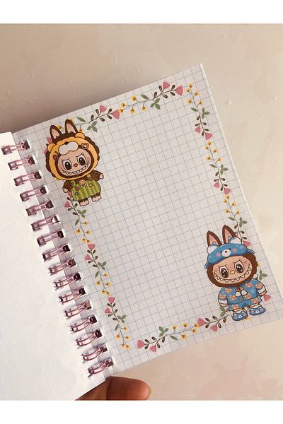 synshop Labubu Sticker Label Sticker 16 Sheets (300 Pieces) Waterproof + Opaque 8 Sheets Notepad