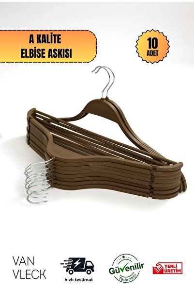 VAN VLECK Set de 10 cuier din plastic negru, alb, maro – cuier durabil pentru...