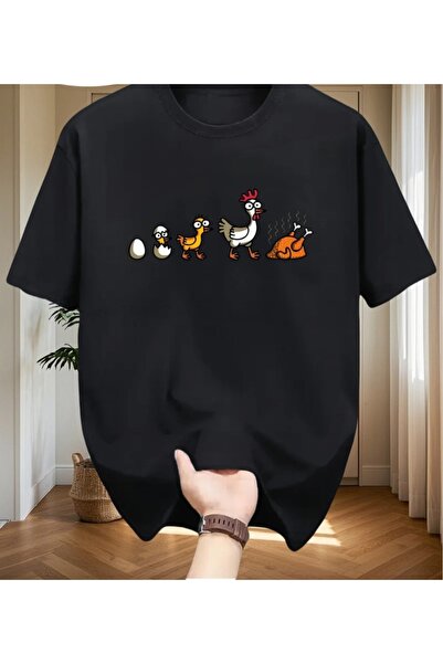 PERISENSE تي شيرت أسود للجنسين للنساء/الرجال مطبوع عليه رقبة دائرية وأكمام قص...