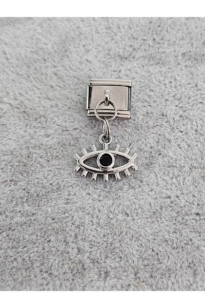SiestaAccessories Black Stone Eye Dangle Italian Bracelet Charm