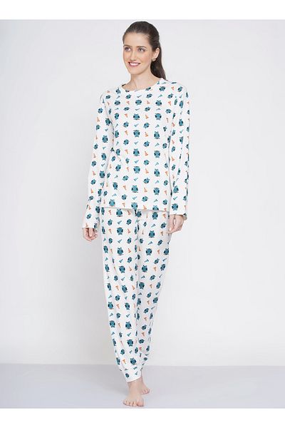 LAUREN SMITH Women's Pajama Set Long Sleeve Top with pants 2 Piece Sleepwear Cotton Ladies Soft Pjs Lounge Set