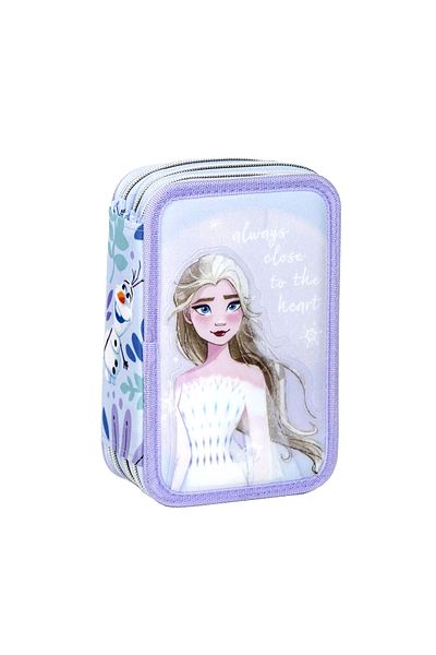 Frozen Fully Equipped Pencil Case with 3 Zippers, Giotto Frozen, 43 Pieces, 12.5 x 6.5 x 19.5 cm