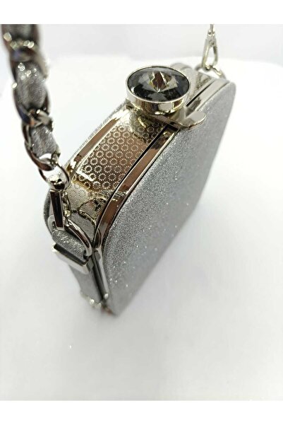 By EDUU Women's Single Stone Square Glitter Model Strap Evening Dress Women's Bag