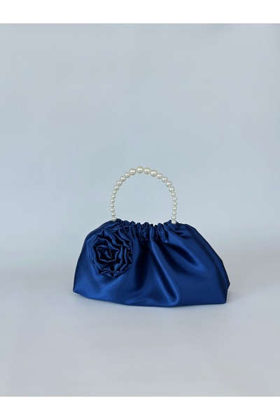 posst bag Geantă de mână pentru rochie de seară, cu trandafiri albaștri și perle, de la Parlament