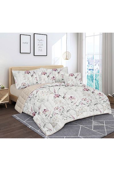 Blue Rose مفرش سرير نفرين مضغوط صيفي مشجر ليتناسب مع ديكور غرفتك من اجود انواع المايكروفايبر مقاس 230*250 سم