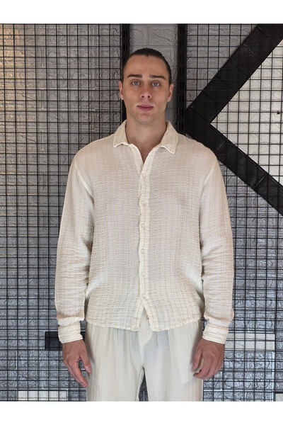 Geco Uzunkol Muslin Striped White Shirt