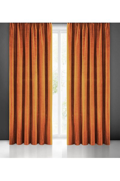 NS Ehli Tacir Brick Color Velvety Fabric Extrafor Drawstring New Season Single Wing Background Curtain