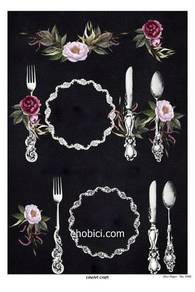 ehobici Lineart Brass Decopage Paper Model - 3182