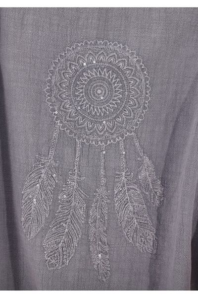 Butik Şans Ethnic Embroidered Mesh Detail Sleeve Blouse