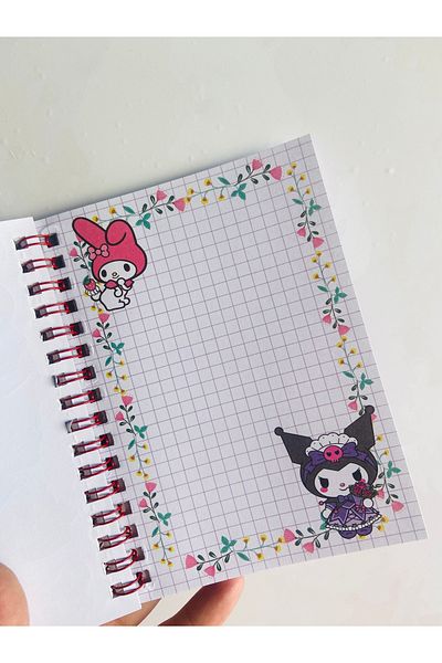 synshop Kuromi My Melody Sticker Label Sticker 16 Sheets (300 Pieces) Waterproof + Opaque 8 Sheets Notepad