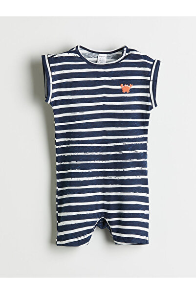 LC Waikiki Ecrufarbener Baby-Overall mit Rundhalsausschnitt für Jungen von Gü...