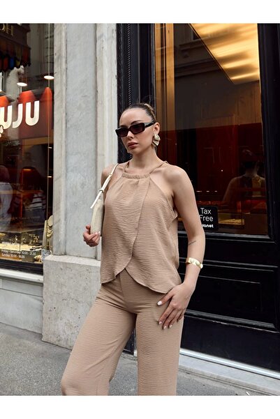 Genel Markalar Kruvaze takım ayrobin bej s054