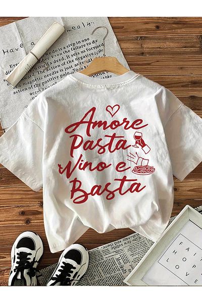 AEMİ Tricou oversize cu decolteu Amore pentru femei