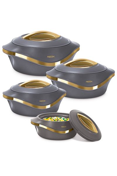 Un Milton Food Container Set of 4 Pieces 2.5L 1.5L 1L 0.5L Dark Grey
