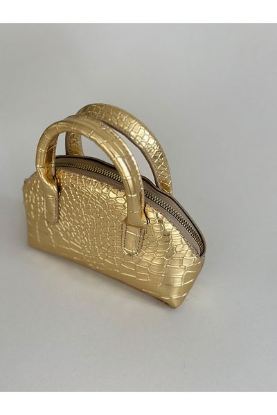 Boutiquehaki Noir Shiny – Geantă de mână și umăr cu model crocodil