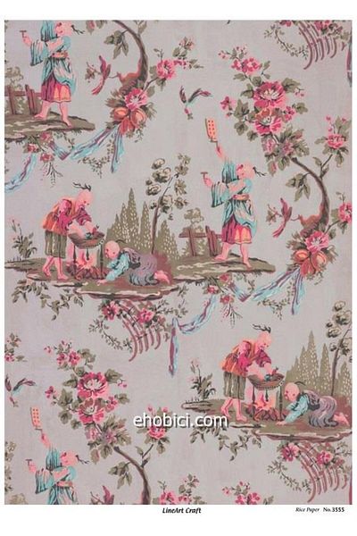 ehobici Lineart Rice Decopage Paper - 3555