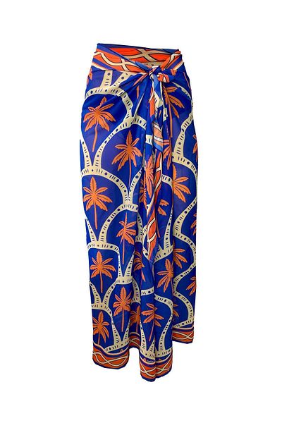 Bolder Curve Pareo Chiffon Saxblue&Palm (Big Size)