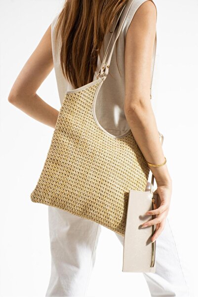 Çanta Trend Moon Straw Wallet Women's Hand and Shoulder Bag