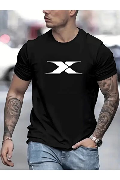 YRN COLLECTION تي شيرت أسود للجنسين للنساء/الرجال مطبوع عليه رقبة دائرية وأكم...