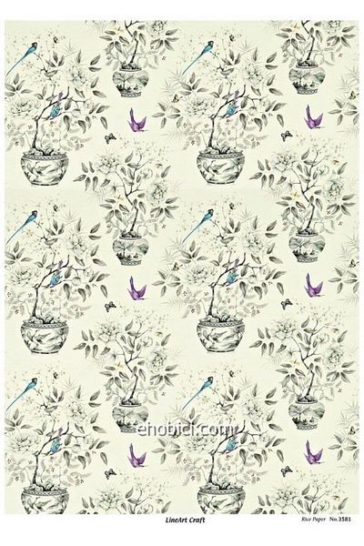 ehobici Lineart Rice Decopage Paper - 3581