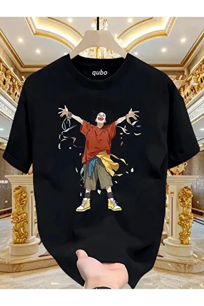 PERISENSE تي شيرت أسود للجنسين للنساء/الرجال مطبوع عليه رقبة دائرية وأكمام قص...