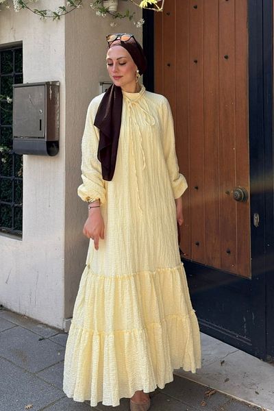 Monche Soléa Ruffle Detailed Butter Yellow Dress