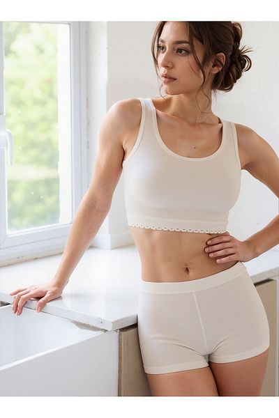 Loule Women's Clothing Thick Strap Cotton Top & Modal Boxer Shorts Two-Piece Suit Ll.237.Il2255.001