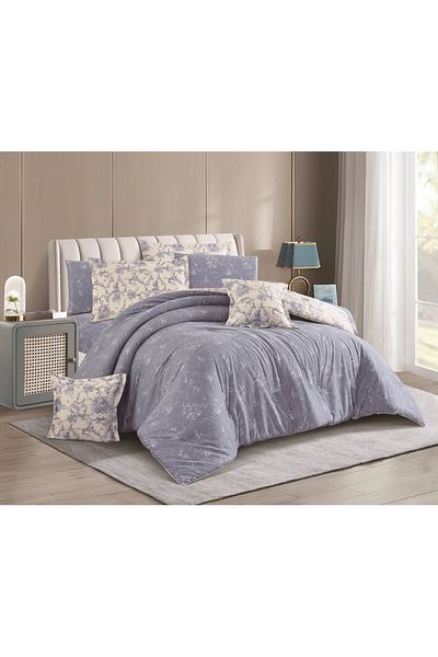Levore Evelyne-044 100% Cotton 4-Piece Comforter Set, Modern and Distinctive Floral Pattern, Double Sided