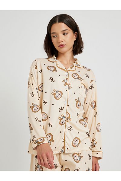 Styli Rabbit Print Long Sleeve Shirt and Pyjama Set