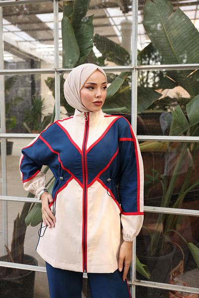 MİMİ Luxury Wear Σετ Φούτερ Hijab με φερμουάρ - Σετ των δύο