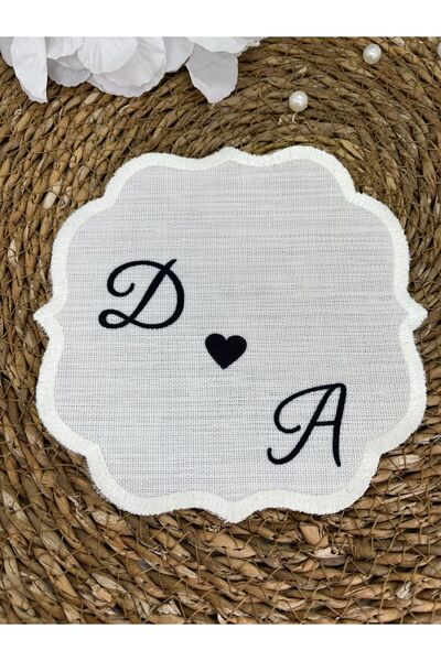 imzatasarım Kişiye Özel Kalp- Harf detaylı Damat Kahve Peçetesi, Damat Kahves...
