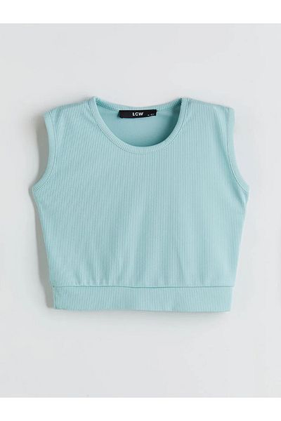 LC Waikiki Lcw Kids Green Crew Neck Girls Tank Top and Skirt