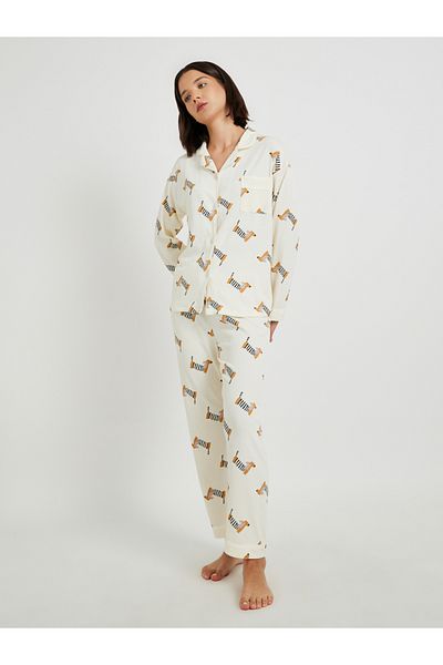 Styli Peppy Print Long Sleeve Shirt and Pyjama Set